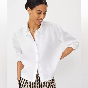 Ann Taylor linen long sleeve button down blouse. Size large.